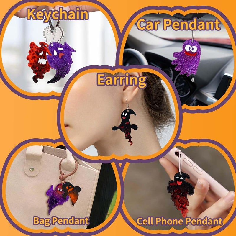 ZQYSING Halloween Resin Earring Molds with Holes, 9 Pair Various Shape Cute Ghost Silicone Mold for Resin, DIY Making Jewelry Earring Keychain for Halloween Party Gifts - Image 3